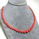 Red Coral Graduated Bead Knotted Necklace 15.2 Grams