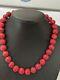 Red Coral Hand Carved Beaded Knotted Necklace, Rare 40cm Long &weight 86.4 Grams