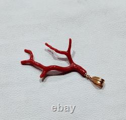 Red Coral Pendant Necklace-Genuine Coral Pendant Natural Coral Branch Pendant