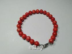 Red Coral Round Beads Mediterranean Natural Carved Necklace+Bracelet 9mm