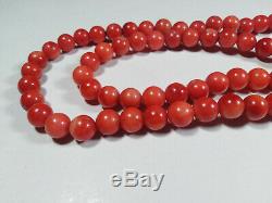 Red Coral Round Beads Undyed Mediterranean Natural Carved Necklace+Bracelet 8mm