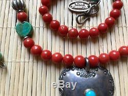 Red Coral Sea Jewelry Design Gem Beads Necklace Turquoise Kim Yubeta Silver