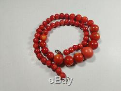 Red Round Beads Coral Necklace Undyed Mediterranean Natural 8-15 MM 22 61 Gr
