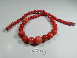Red Round Beads Coral Necklace Undyed Mediterranean Natural 8-15 MM 22 61 Gr