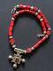 Red Coral Boghdad Morrocan Southern Berber Cross & African Bead Tuareg Necklace