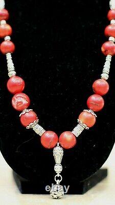 Red coral necklace Heavy beads Natural Yemen Pendant women Morrocan
