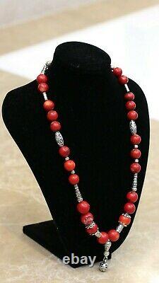 Red coral necklace Heavy beads Natural Yemen Pendant women Morrocan