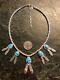 Running Bear Sterling Silver Turquoise Coral 5 Pendant Ball Bead Necklace 925 Rb
