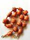 Salmon Red Coral Antique Vintage Natural Barrel & Round Beads Necklace 110 Grams