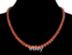 Salmon Coral Bead 14k Gold Necklace 18 1/4 Long C. 1960