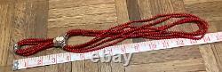 Sardinian Red Coral Bead Multi Strand Necklace with Cameo Slide At Nouveau