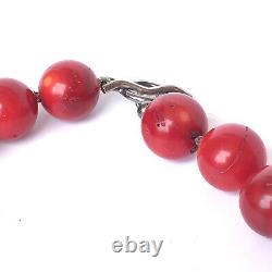 Simon Sebbag Necklace Round Coral Beads Sterling Silver 925 Chunky Bead Dust Bag