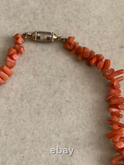 Simple Vintage Ethnic Necklace Red Coral Beads 15