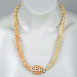 Snake Beads Apricot Conch Shell Carving 19 Strand Necklace Pendant Hand-carved