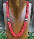Southwestern Sterling Silver Graduated Bamboo Red Coral Bead Necklace 18 Inch