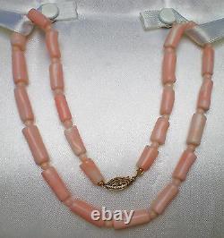 Sterling Silver 925 Natural Genuine Pink Angel Skin Coral Beaded Necklace 27.4 g