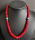 Sterling Silver Graduated Red Coral Bead Necklace 18 Inch