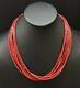 Sterling Silver Multi Strand Red Bamboo Coral Bead Necklace. 22 Inch