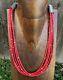 Sterling Silver Multi Strand Red Coral Bead Necklace 22 Inch