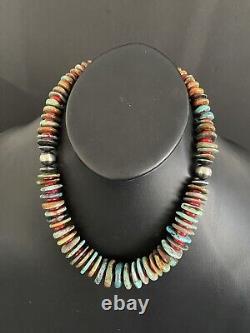 Sterling Silver Turquoise Coral Bead Necklace 26 Inch