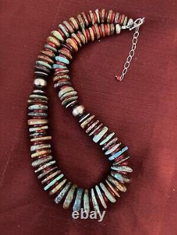 Sterling Silver Turquoise Coral Bead Necklace 26 Inch