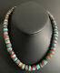 Sterling Silver Turquoise Coral Heishi Bead Necklace. 18 Inch
