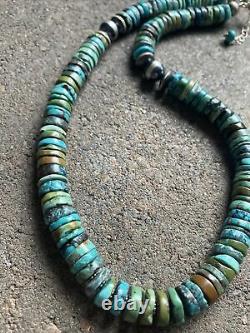 Sterling Silver Turquoise Heishi Bead Necklace. 18 inch
