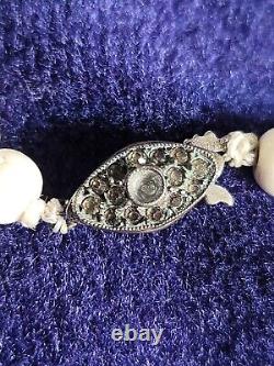 Stunning? Antique Angel Skin Graduated Coral Bead & Sterling Silver Necklace