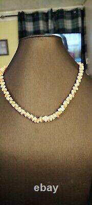 Stunning Antique Art Deco 9ct Gold Salmon Coral Bone Necklace With Gold Spring R
