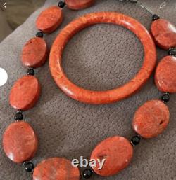 Stunning Natural Red Coral Necklace & Bracelet Over 200ct in weight