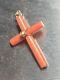 Stunning Rare Antique Natural Red Spicy Salmon Coral Cross 9ct 9k Gold