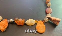 Stunning Sunstone, Raw Coral, Amber, Carnelian, Pearl, Citrine, Necklace 22 ins