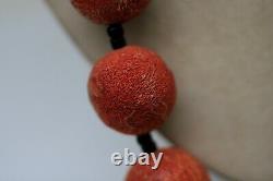 Stunning UNPOLISHED Red Sponge Coral Beaded Necklace 27 E1