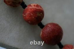 Stunning UNPOLISHED Red Sponge Coral Beaded Necklace 27 E1