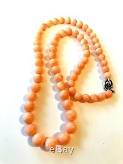 Stunning vintage necklace genuine CORAL beads good size 38g pink salmon colour
