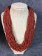 Stunning Vtg. Gerda Lynggaard Red Coral Beads 30 Strands Horn Clasp Necklace
