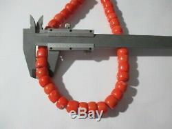 Stylish Hand Carved Coral Barrel Authentic Necklace Fine Organic Beads