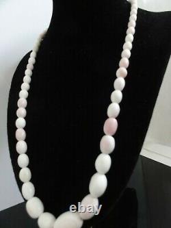 Superb Antique Angel Skin Coral Large Olive Beads Graduated Necklace