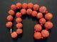 Superb Antique Old Genuine Natural Carved Undyed Red Coral Bead Chinese Necklace