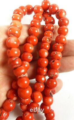 TIBETAN REAL CORAL BEAD MALA NECKLACE. PRAYER BEADS FROM NEPAL 12 mm CORAL BEADS