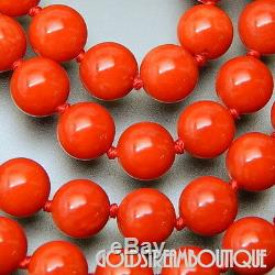 TORRE DEL GRECO RED GENUINE CORAL 6 mm BEADED NECKLACE WITH 18KT GOLD CLASP 19