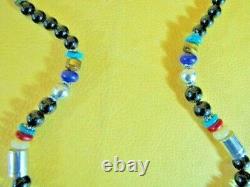 T SINGER 30 Necklace Onyx Turquoise Coral Lapis Sterling 12k Gold Filled Multi