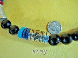 T SINGER 30 Necklace Onyx Turquoise Coral Lapis Sterling 12k Gold Filled Multi