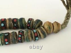 Tibetan bead antique Chinese natural coral Turquoise Mala prayer necklace