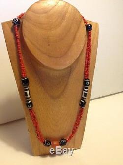 Tibetan bead antique milky black Chinese coral dzi Agate Mala prayer necklace