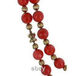 Tiffany & Co. Italian Natural Coral Gold Bead Vintage 36 Inch Necklace