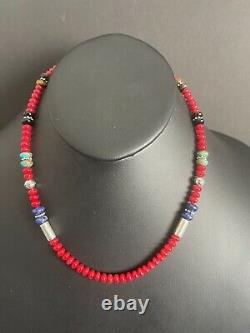 Tommy & Rosita Singer T R Sterling Silver Red Coral Bead Necklace. 18 Inch