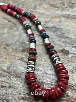 Tommy & Rosita Singer T R Sterling Silver Red Coral Bead Necklace. 20 Inch