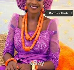 Traditional Real Coral Beads 2 layers Necklace Wedding Bridal Nigerian Jewellery