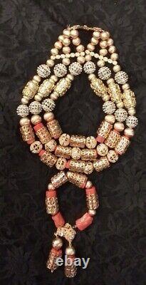 Traditional Real Coral Necklace Bead Gold&red African/nigerian Coral Bead Women